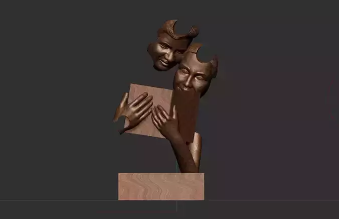  Book Reading Modern Art Couple  Face Statue Figurine