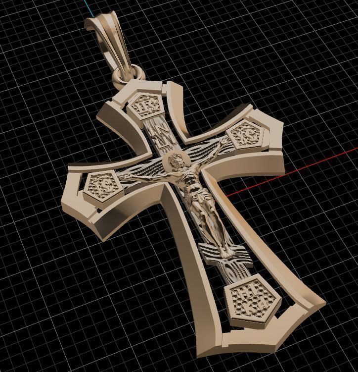 cross jesus on pendant 3D print model_5