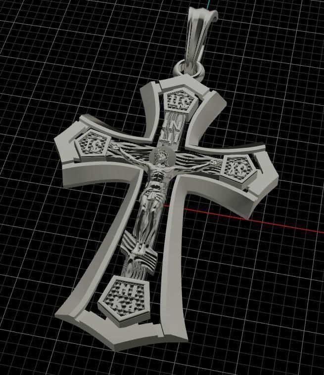 cross jesus on pendant 3D print model_12