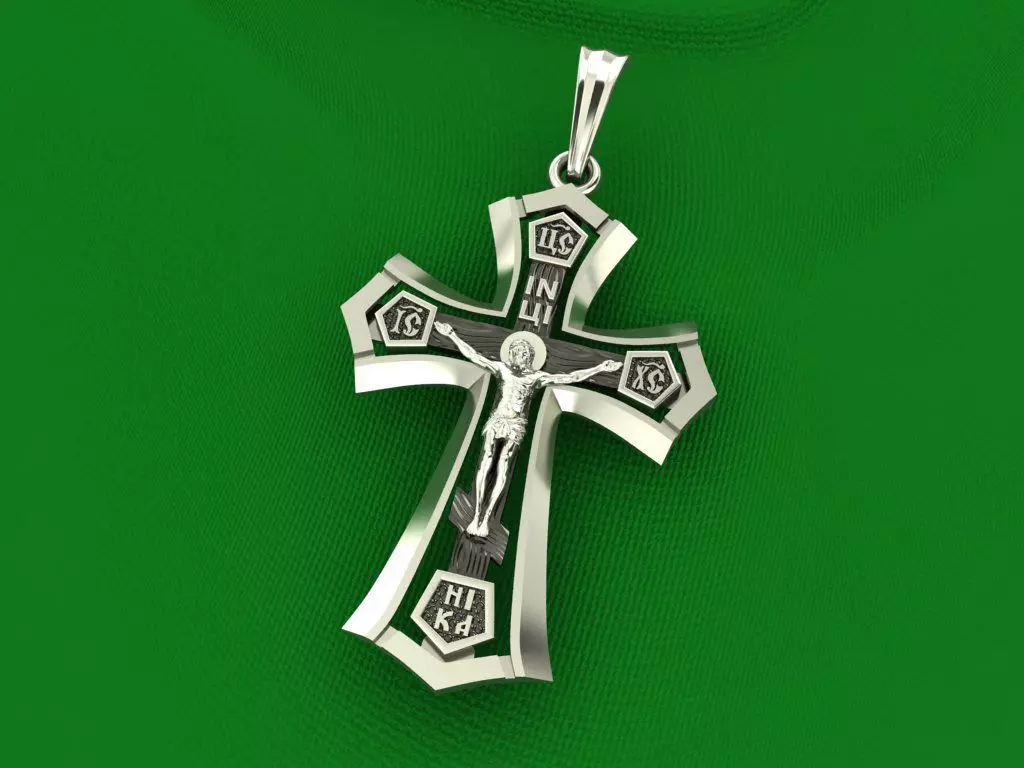 cross jesus on pendant 3D print model_0