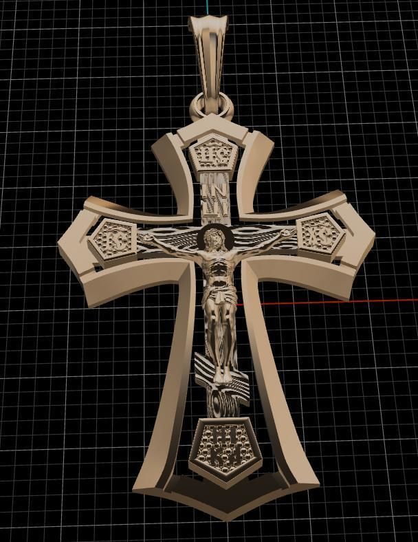 cross jesus on pendant 3D print model_6