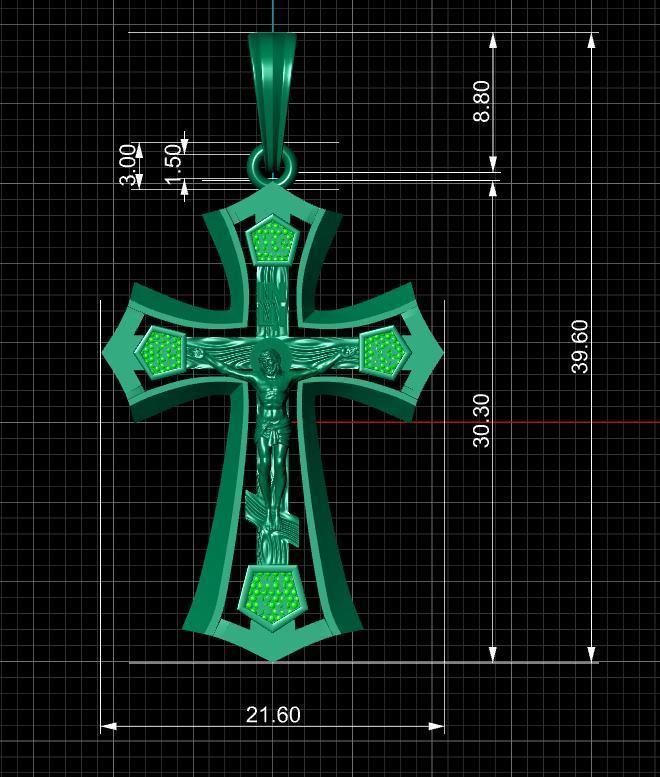 cross jesus on pendant 3D print model_17