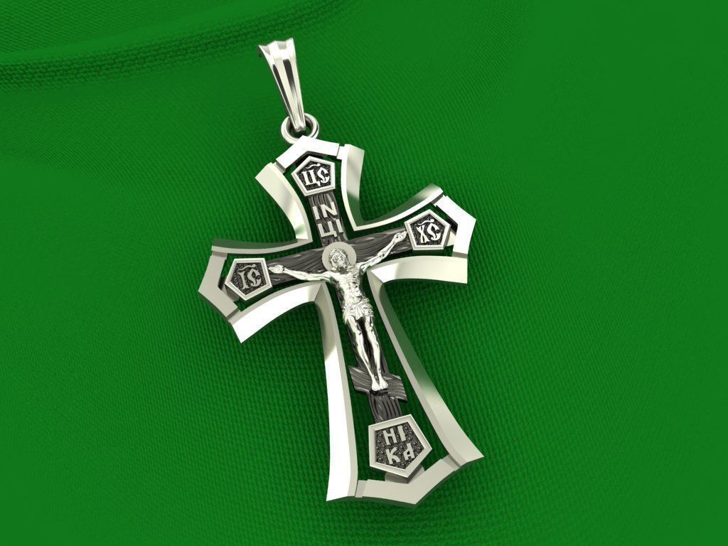 cross jesus on pendant 3D print model_2