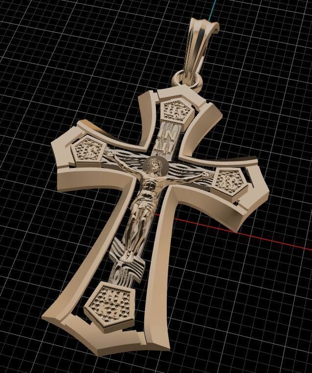 cross jesus on pendant 3D print model_4