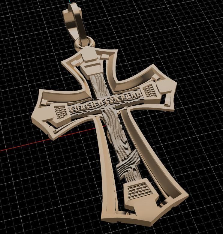 cross jesus on pendant 3D print model_7
