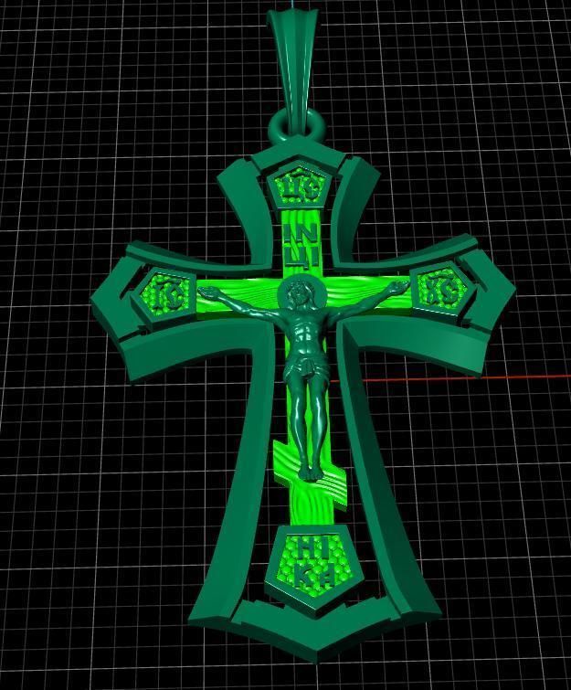 cross jesus on pendant 3D print model_8