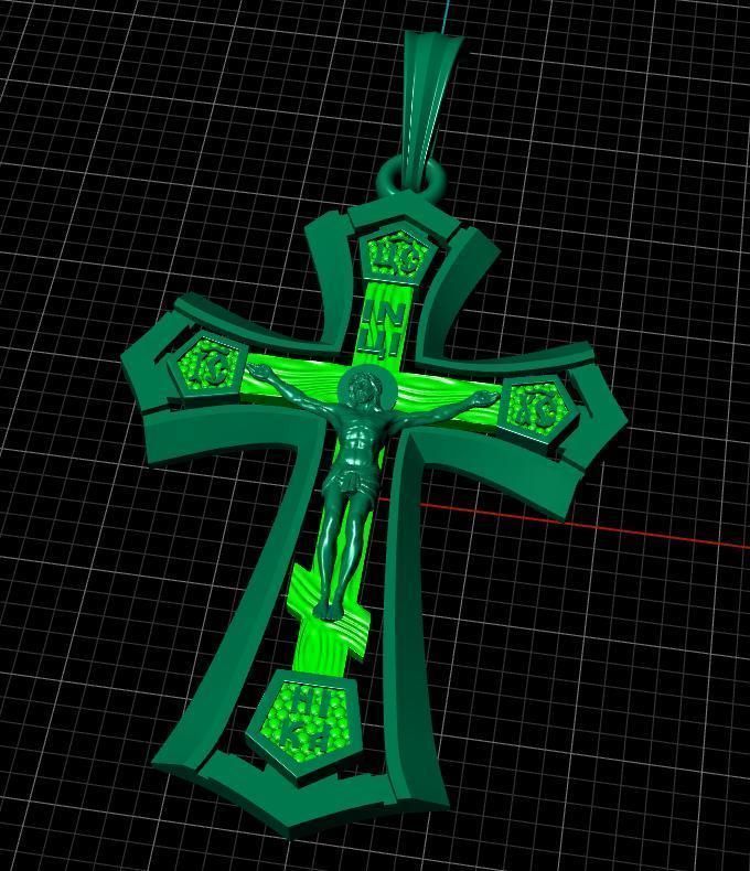 cross jesus on pendant 3D print model_10