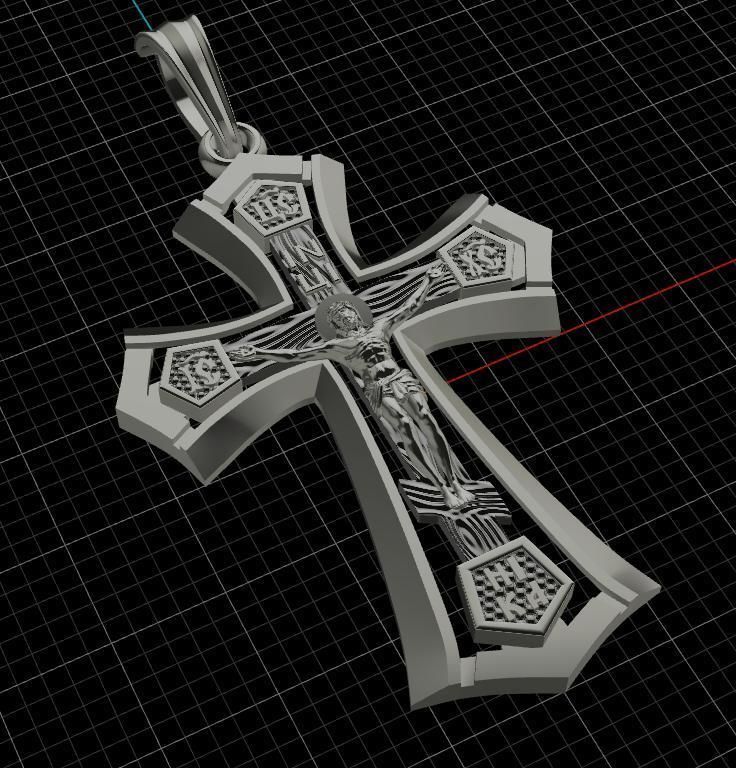 cross jesus on pendant 3D print model_14