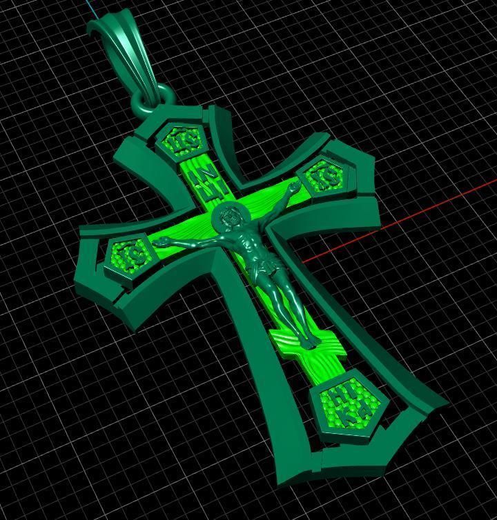 cross jesus on pendant 3D print model_9