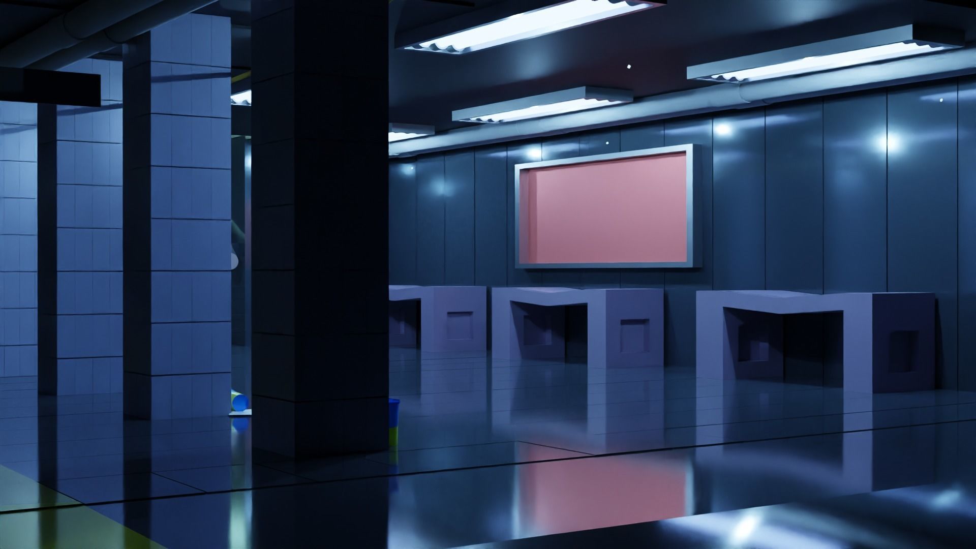 Subway interior of futuristic building Low-poly 3D model_1