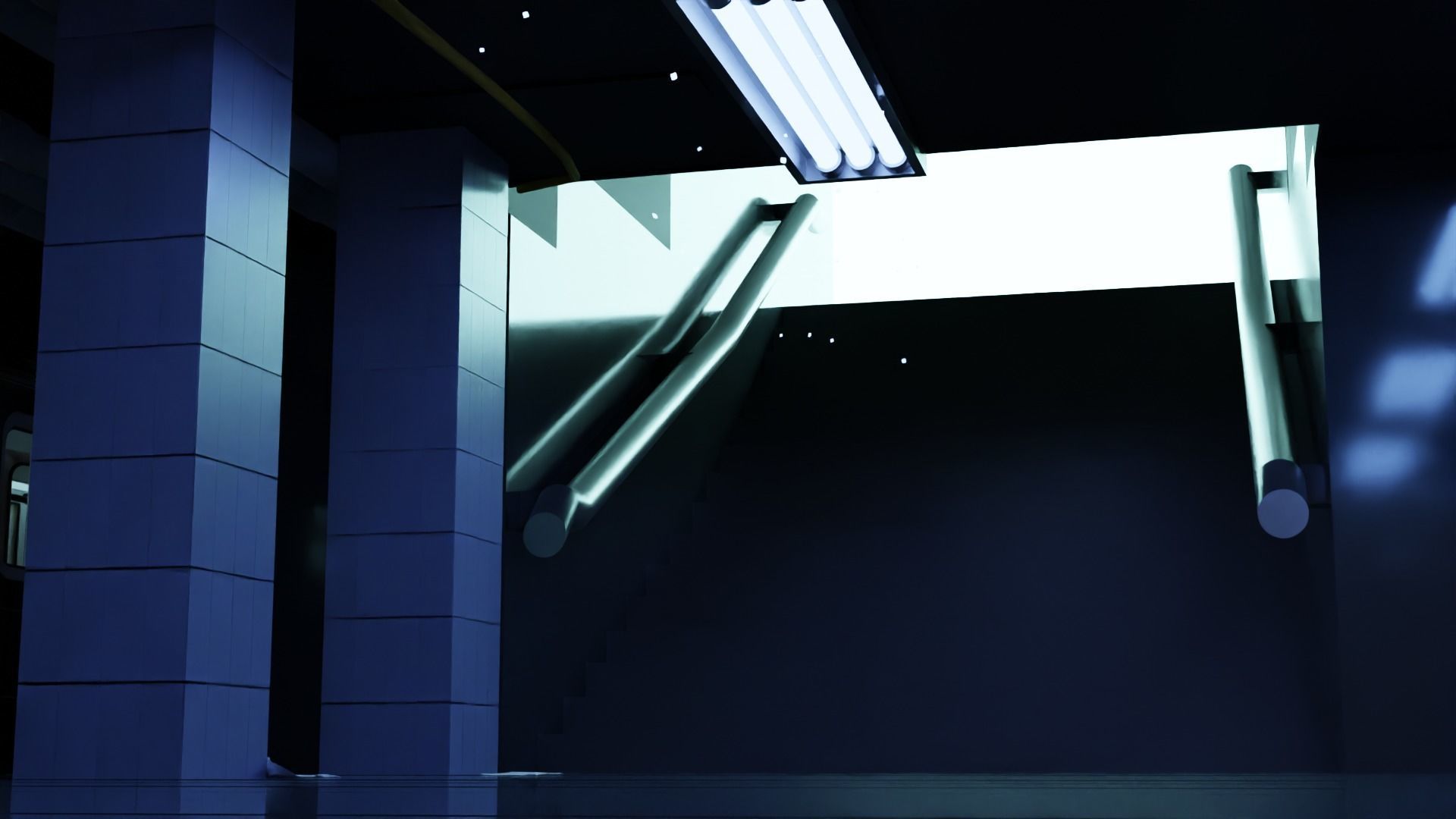 Subway interior of futuristic building Low-poly 3D model_3