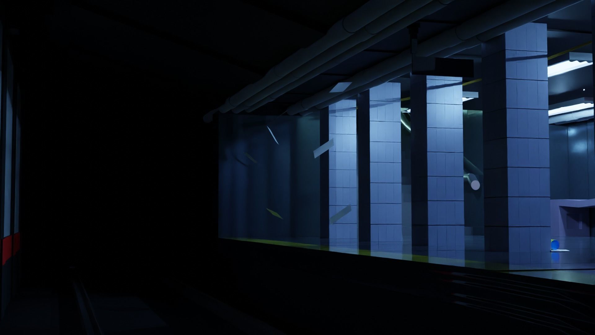 Subway interior of futuristic building Low-poly 3D model_4
