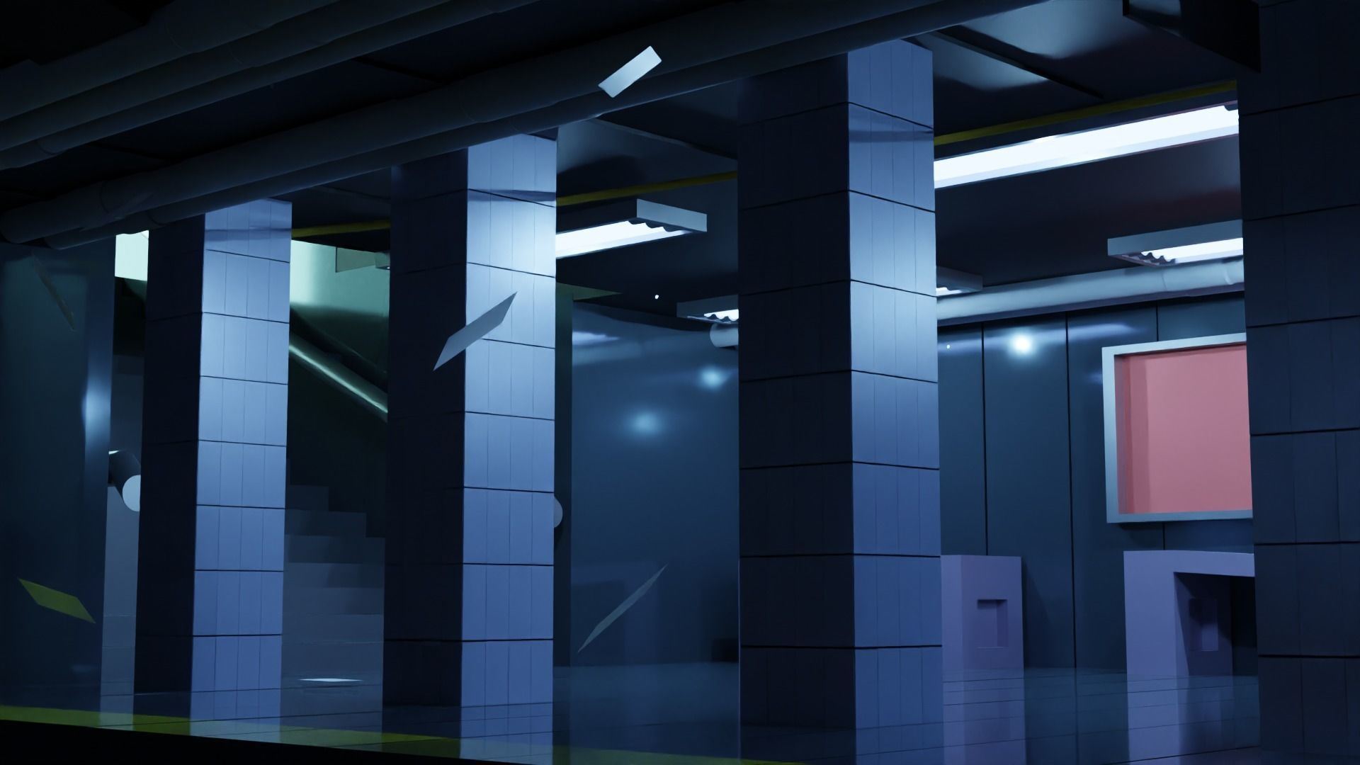 Subway interior of futuristic building Low-poly 3D model_5