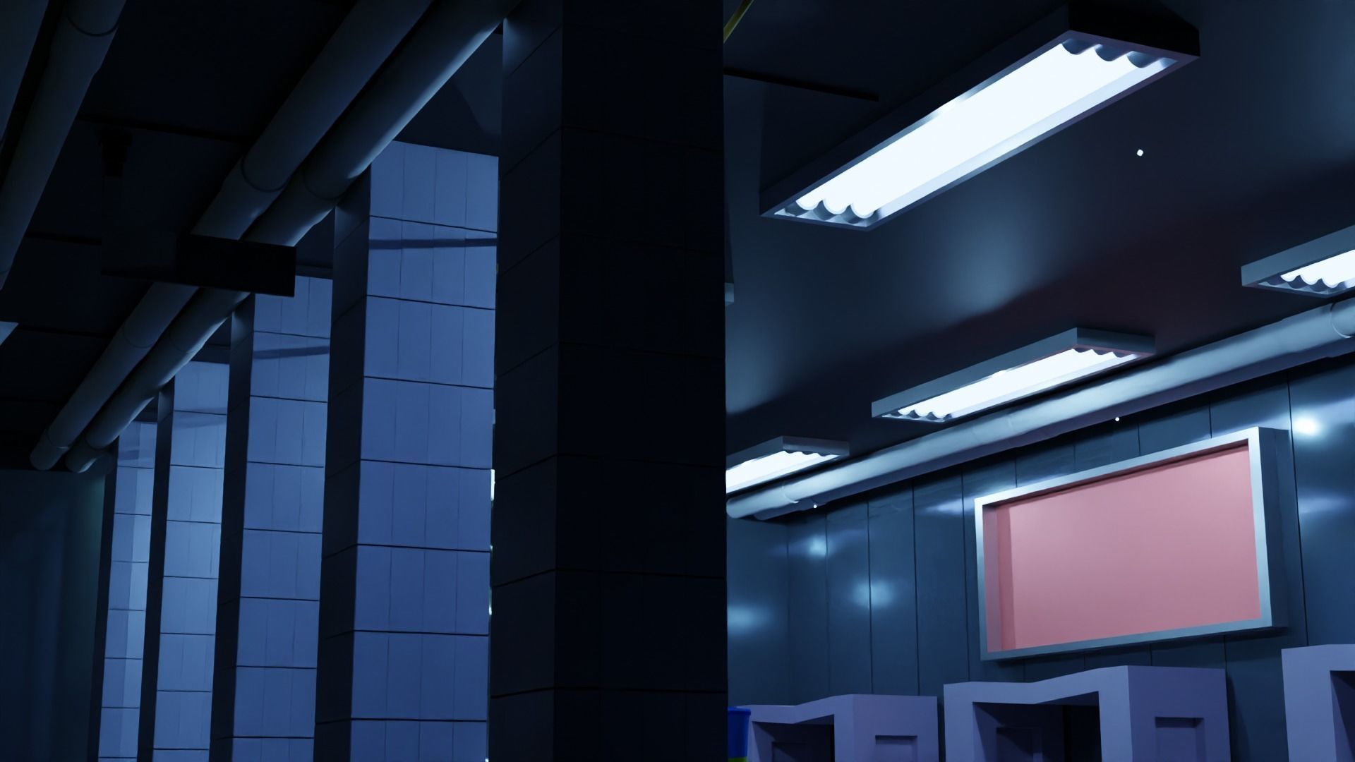 Subway interior of futuristic building Low-poly 3D model_8