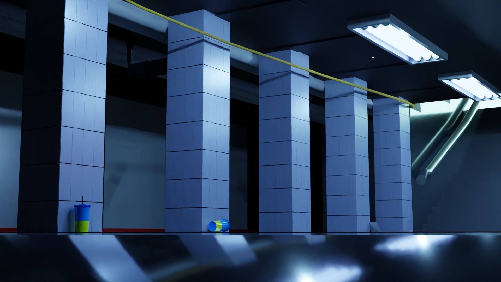 Subway interior of futuristic building Low-poly 3D model_7