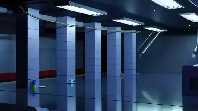 Subway interior of futuristic building