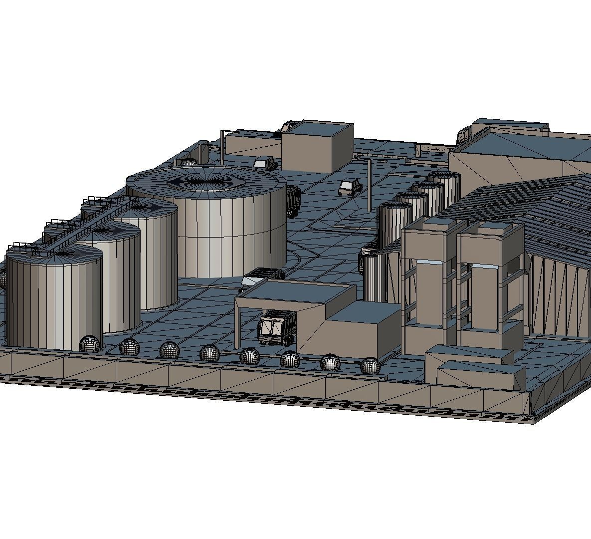 isometrical warehouse waste recycling station Low-poly 3D model_3