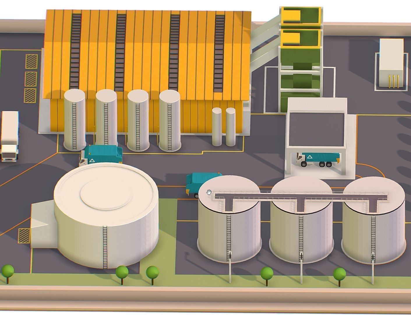 isometrical warehouse waste recycling station Low-poly 3D model_6