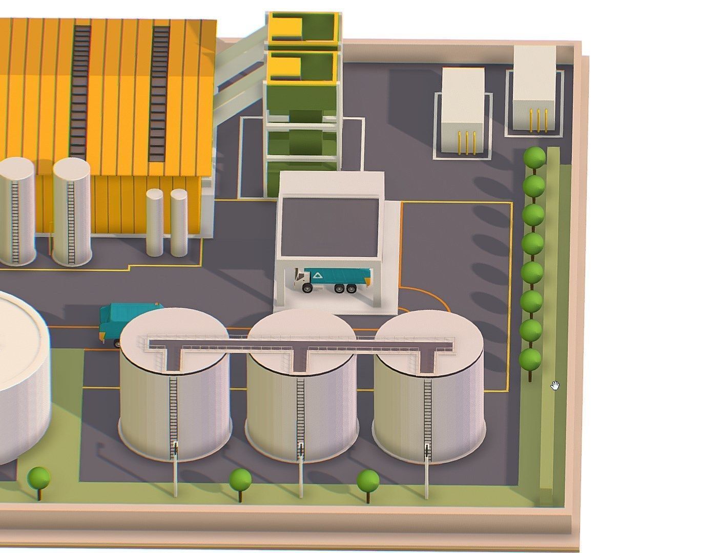 isometrical warehouse waste recycling station Low-poly 3D model_7