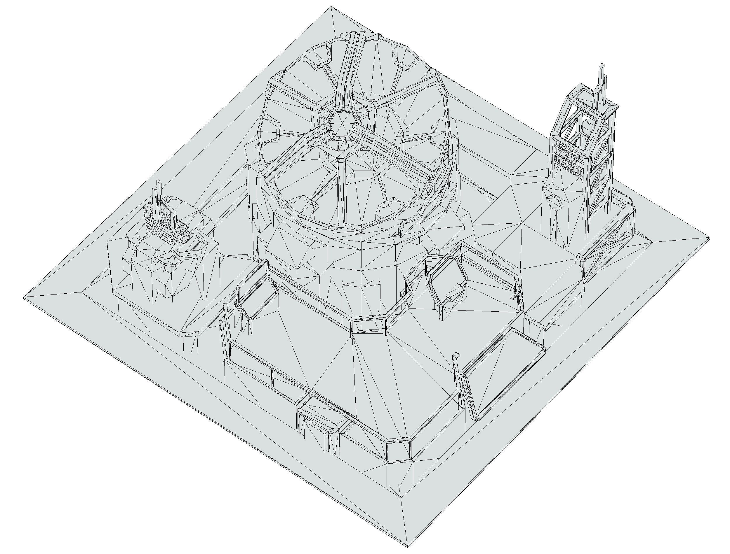isometrical UFO radar platform station upgrade 1 Low-poly 3D model_31