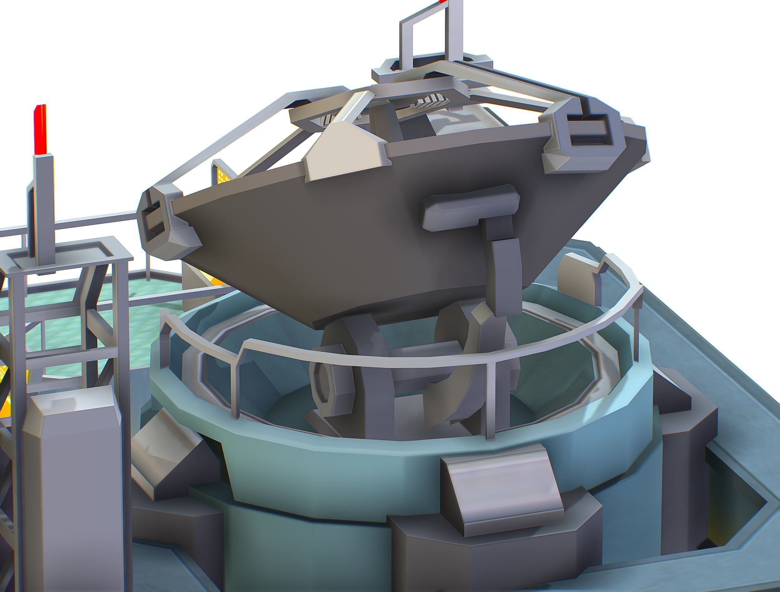 isometrical UFO radar platform station upgrade 1 Low-poly 3D model_21