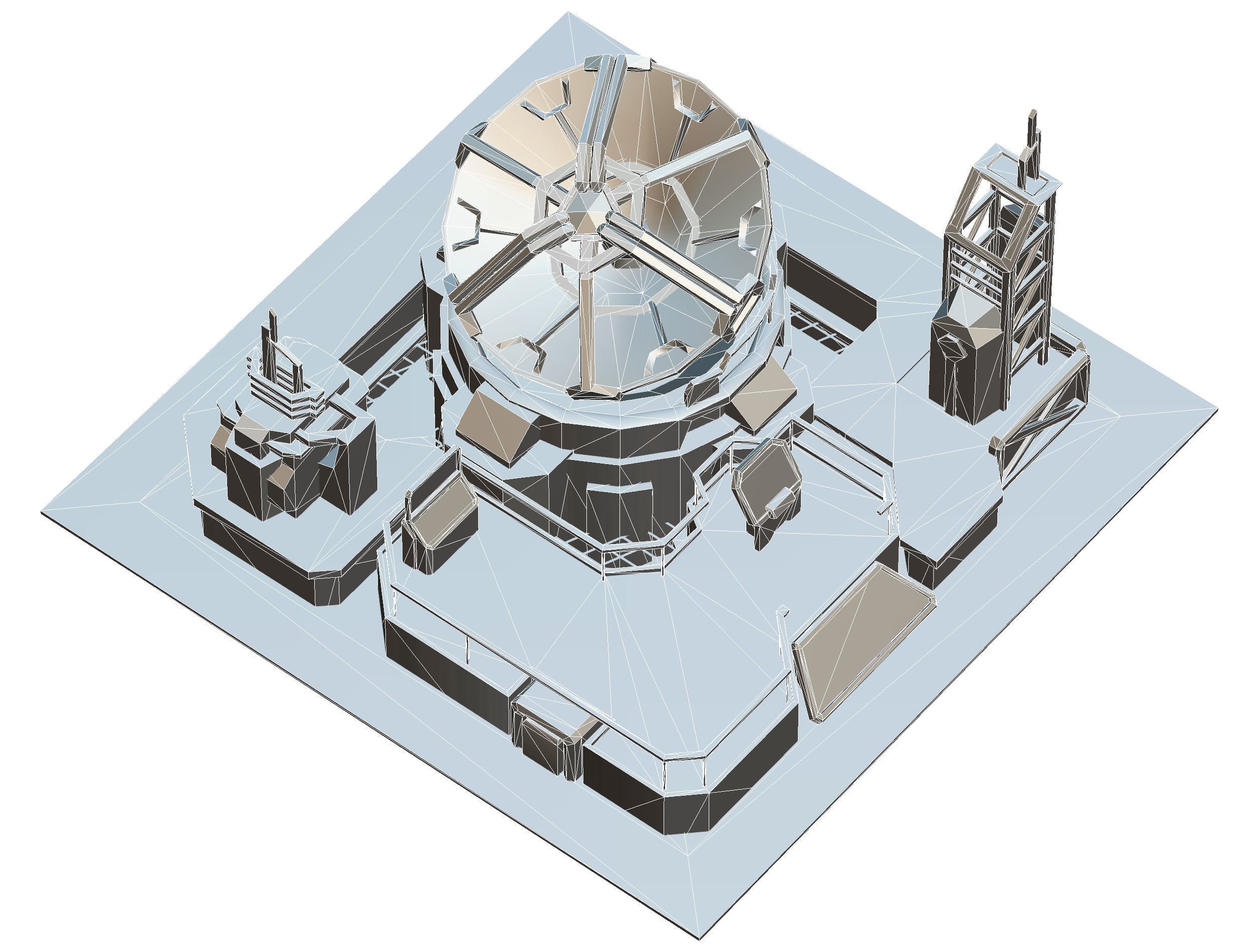 isometrical UFO radar platform station upgrade 1 Low-poly 3D model_29