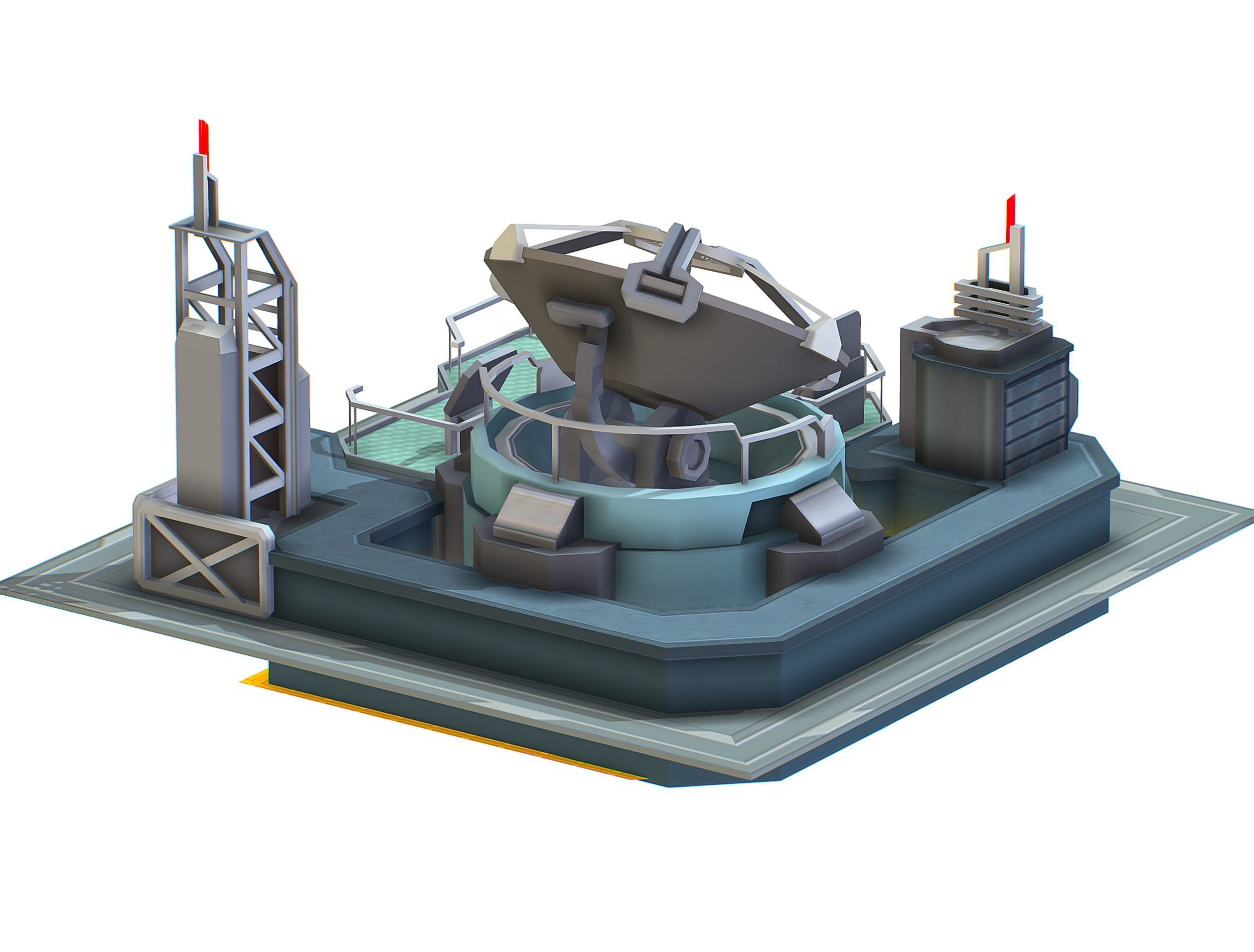 isometrical UFO radar platform station upgrade 1 Low-poly 3D model_14