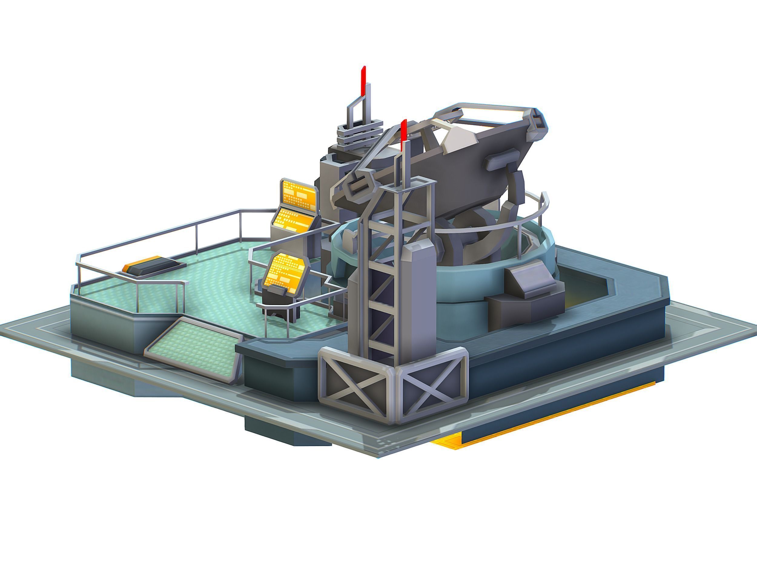isometrical UFO radar platform station upgrade 1 Low-poly 3D model_12