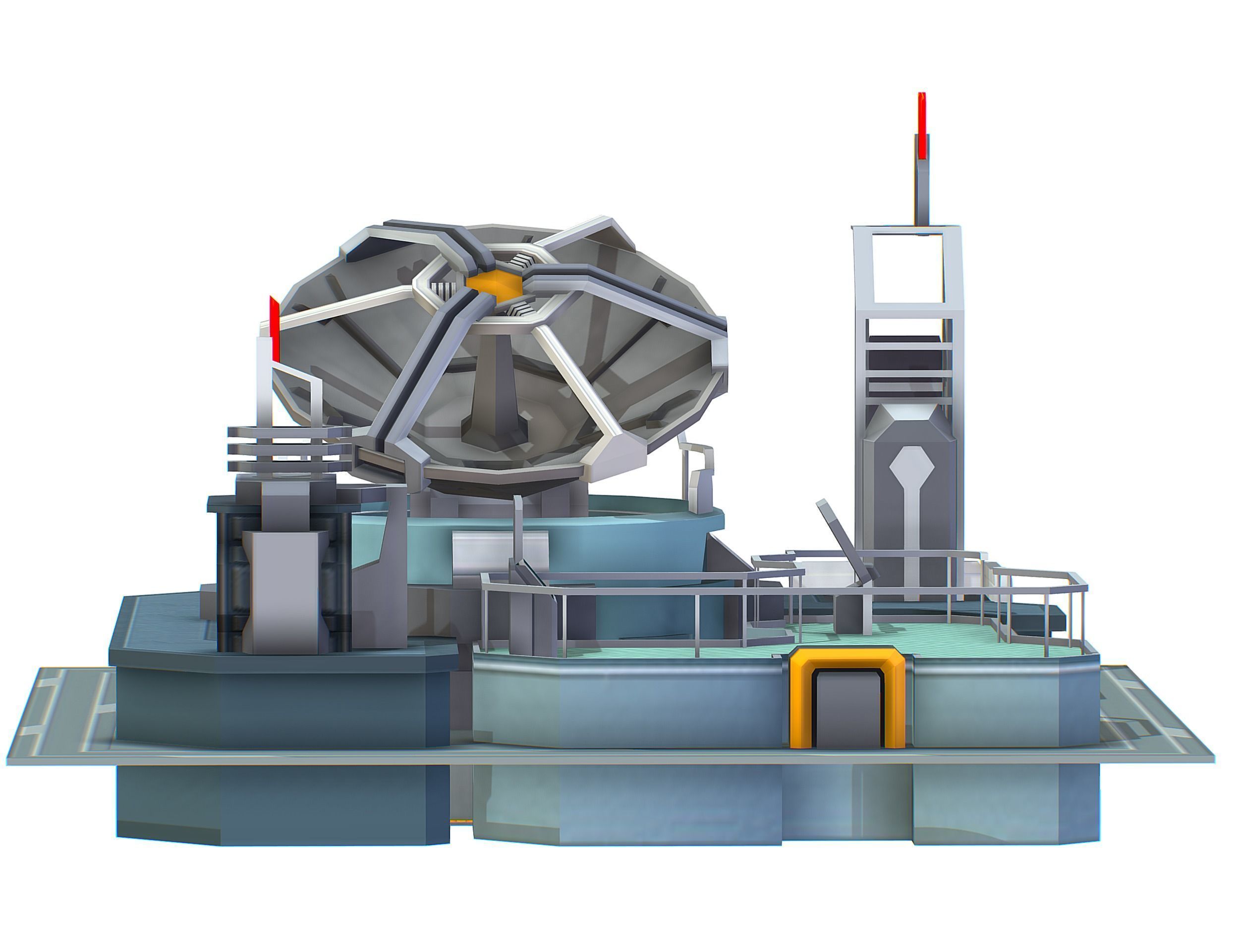 isometrical UFO radar platform station upgrade 1 Low-poly 3D model_26