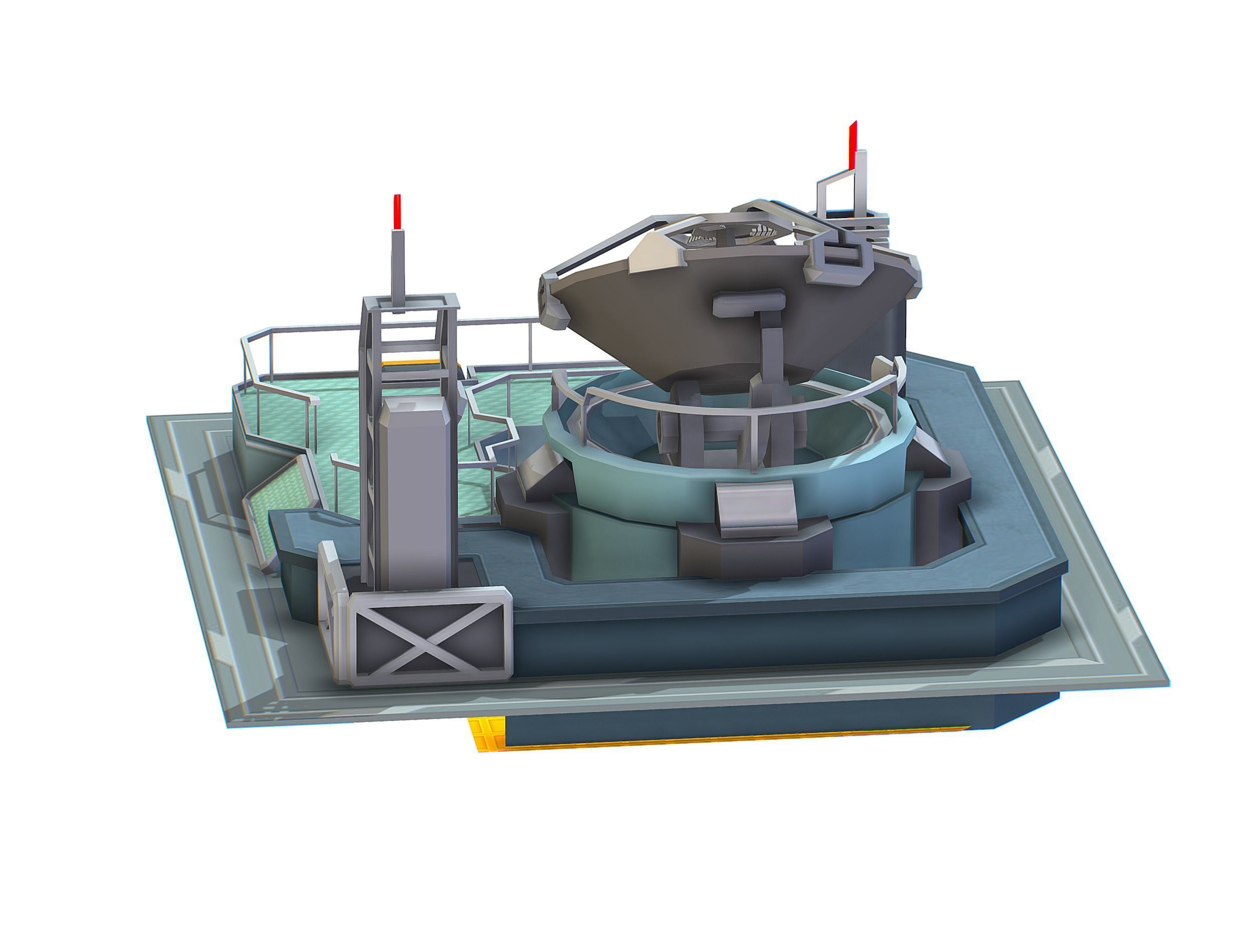 isometrical UFO radar platform station upgrade 1 Low-poly 3D model_13