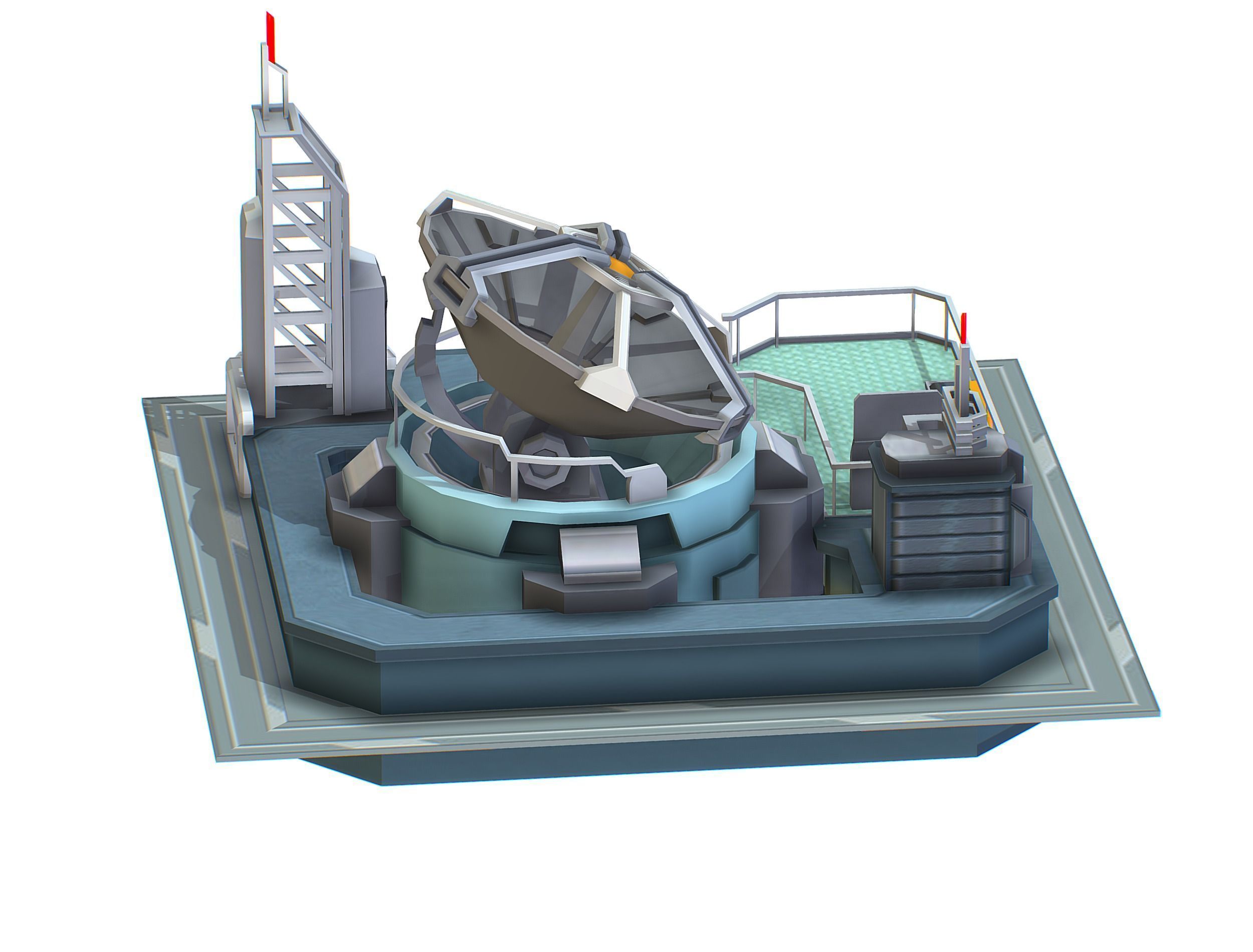 isometrical UFO radar platform station upgrade 1 Low-poly 3D model_15
