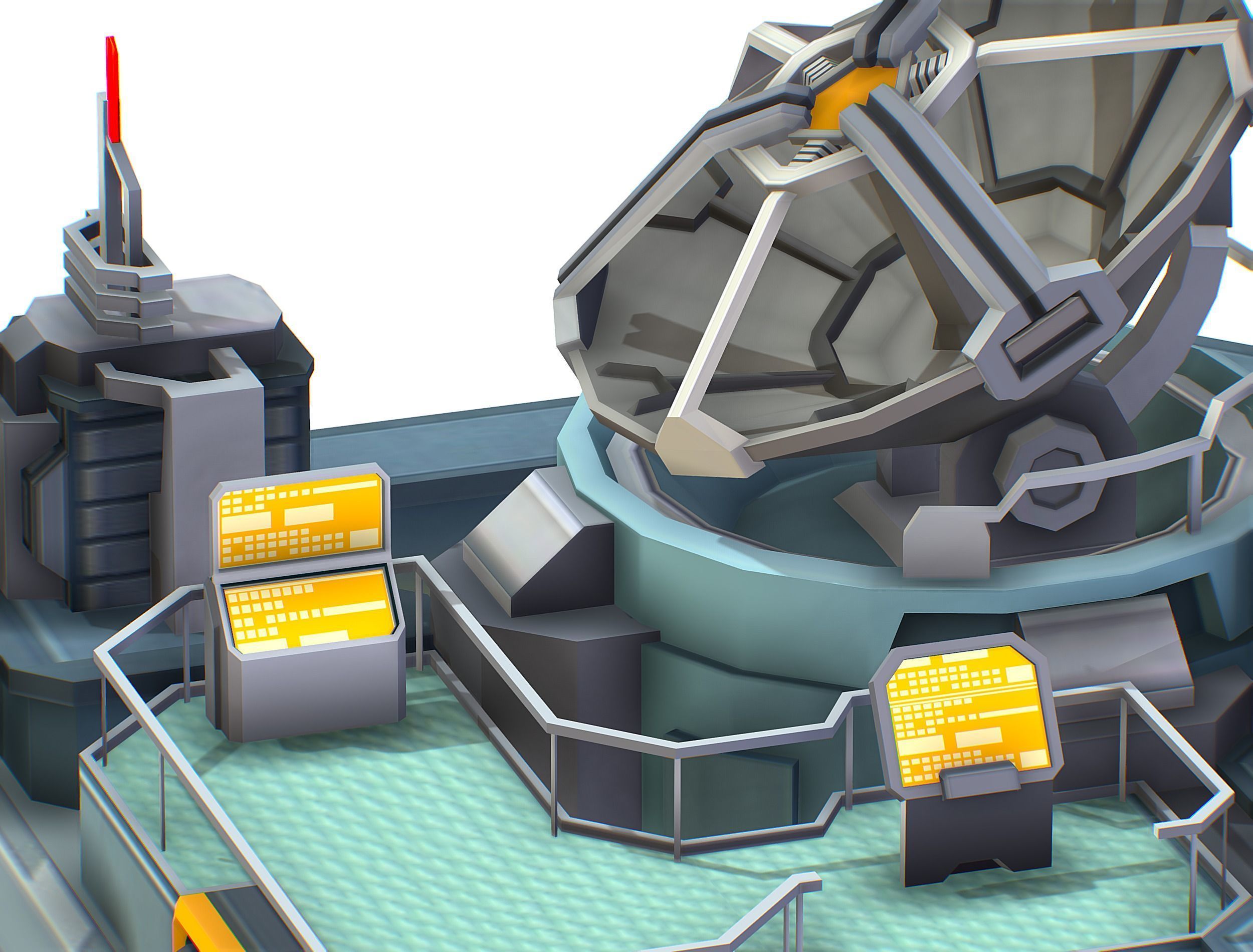 isometrical UFO radar platform station upgrade 1 Low-poly 3D model_20