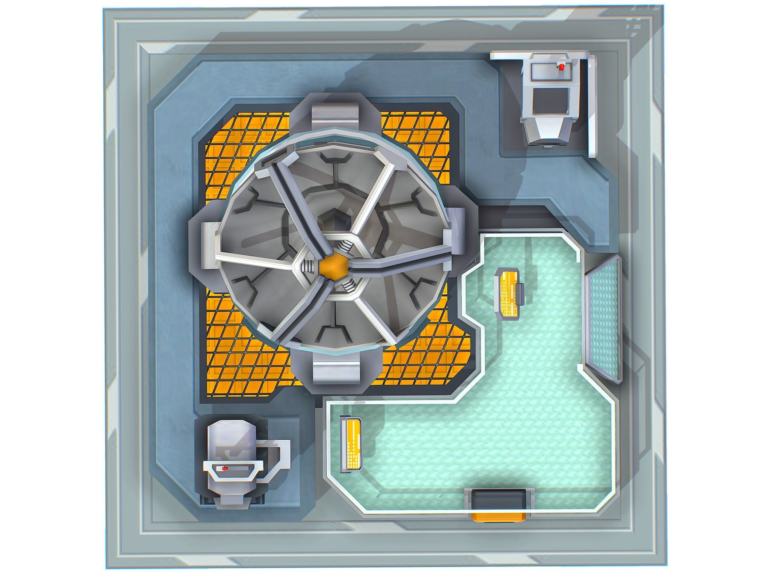 isometrical UFO radar platform station upgrade 1 Low-poly 3D model_22