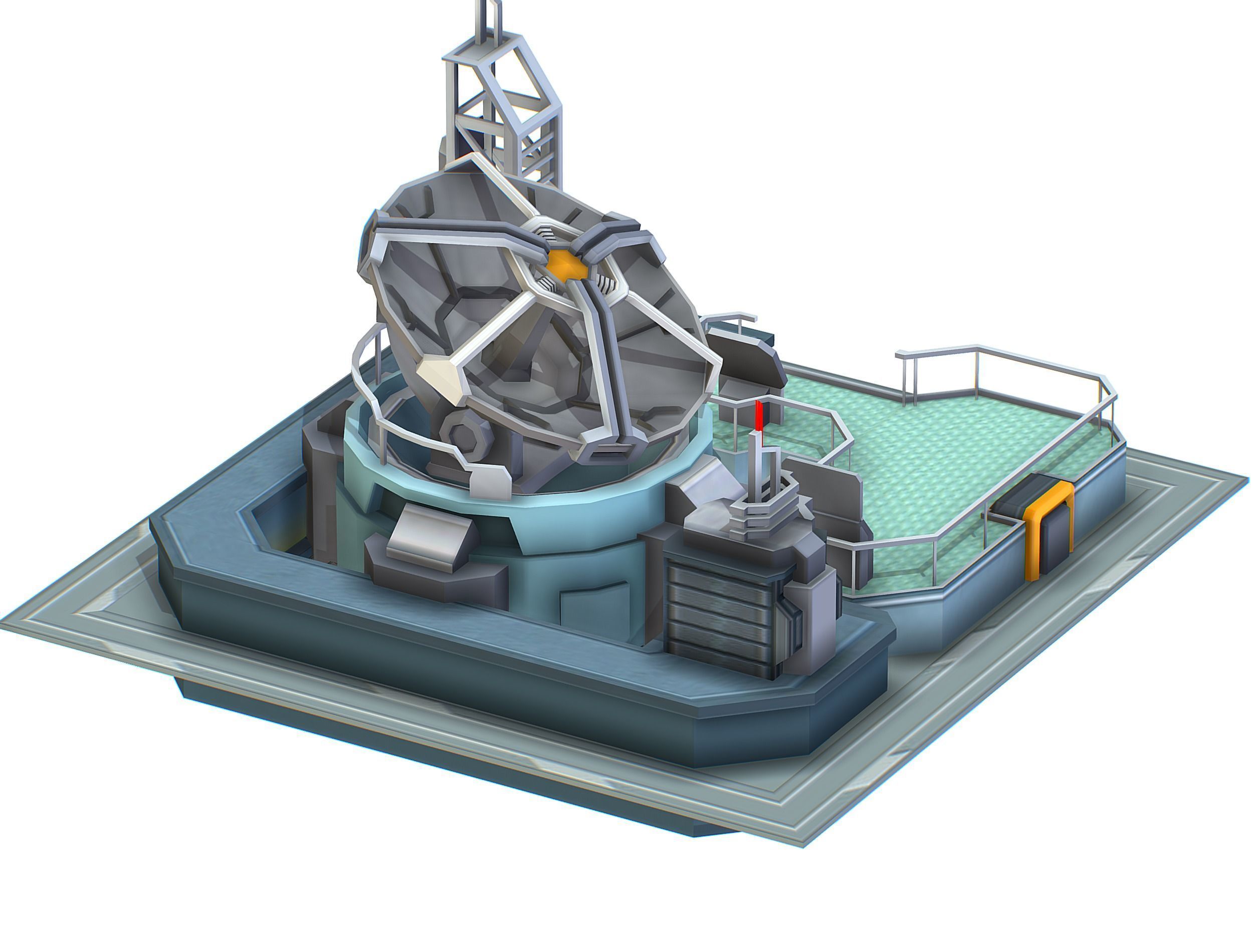 isometrical UFO radar platform station upgrade 1 Low-poly 3D model_16