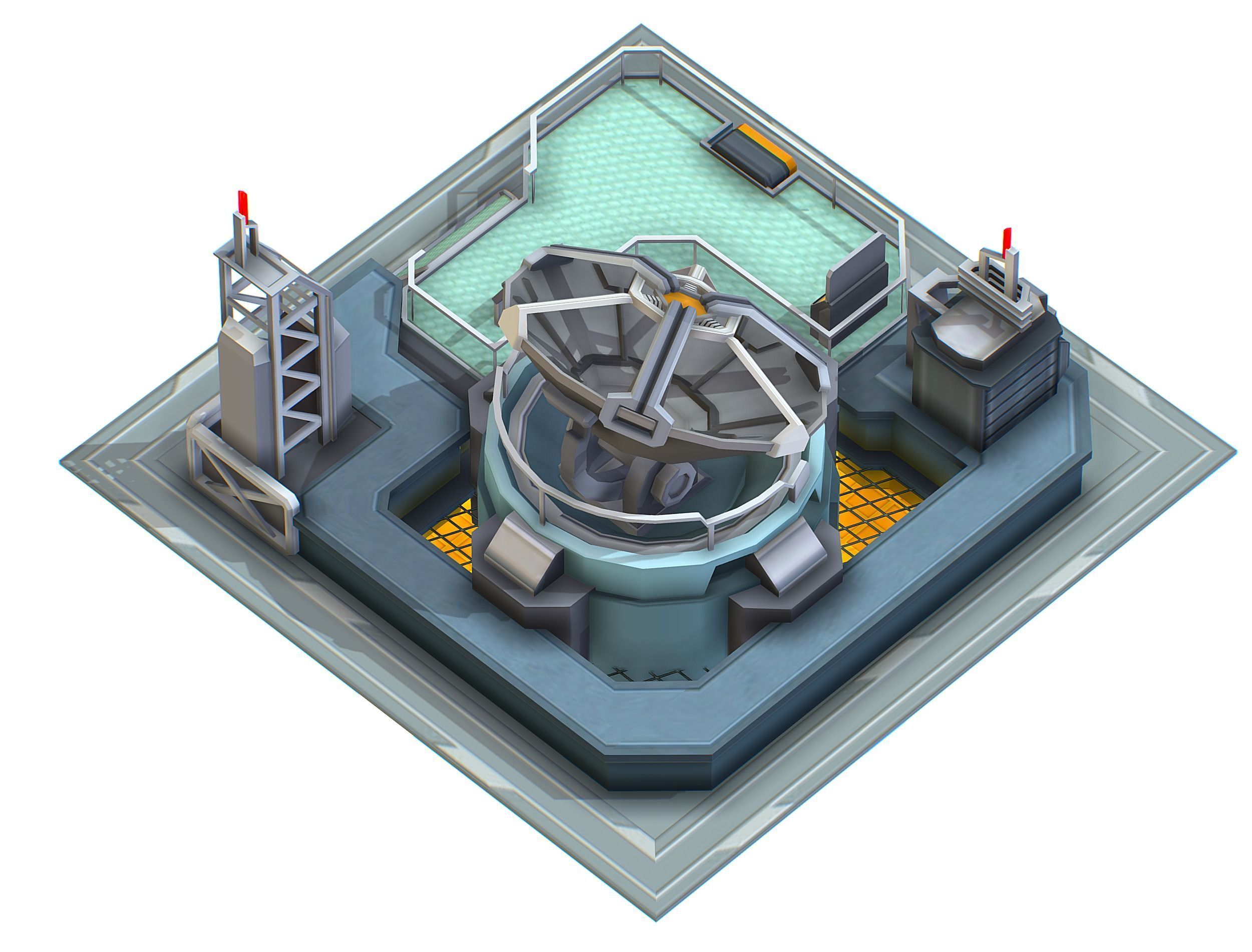 isometrical UFO radar platform station upgrade 1 Low-poly 3D model_4