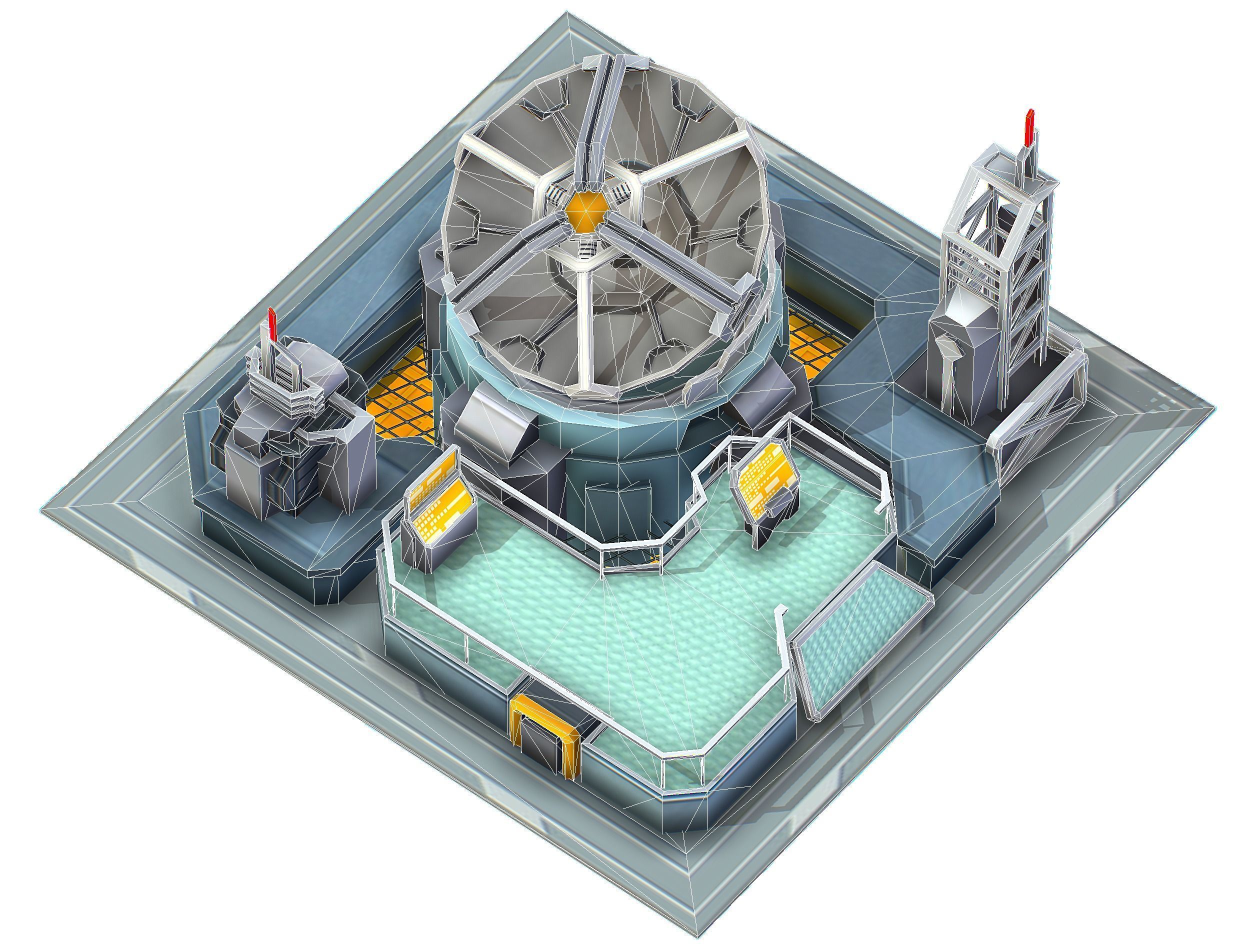 isometrical UFO radar platform station upgrade 1 Low-poly 3D model_28