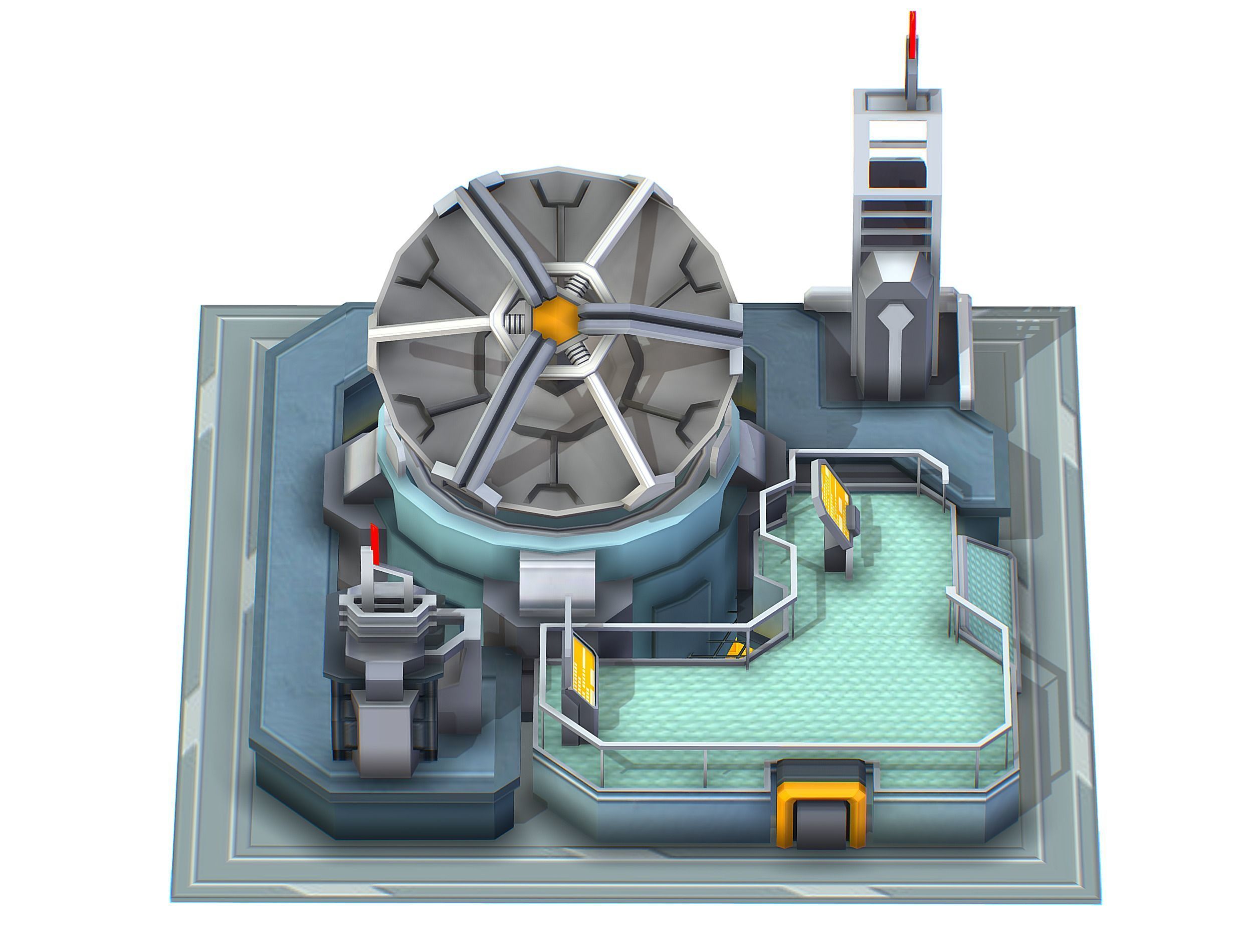 isometrical UFO radar platform station upgrade 1 Low-poly 3D model_24