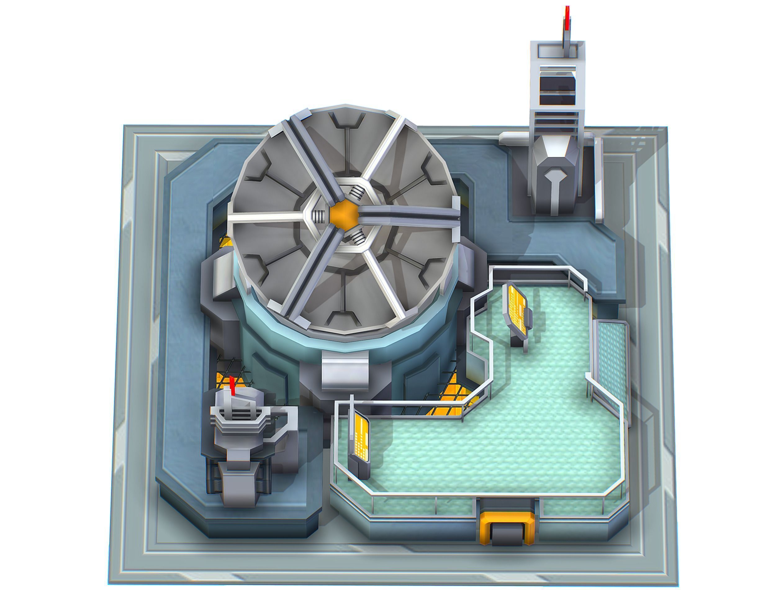 isometrical UFO radar platform station upgrade 1 Low-poly 3D model_23