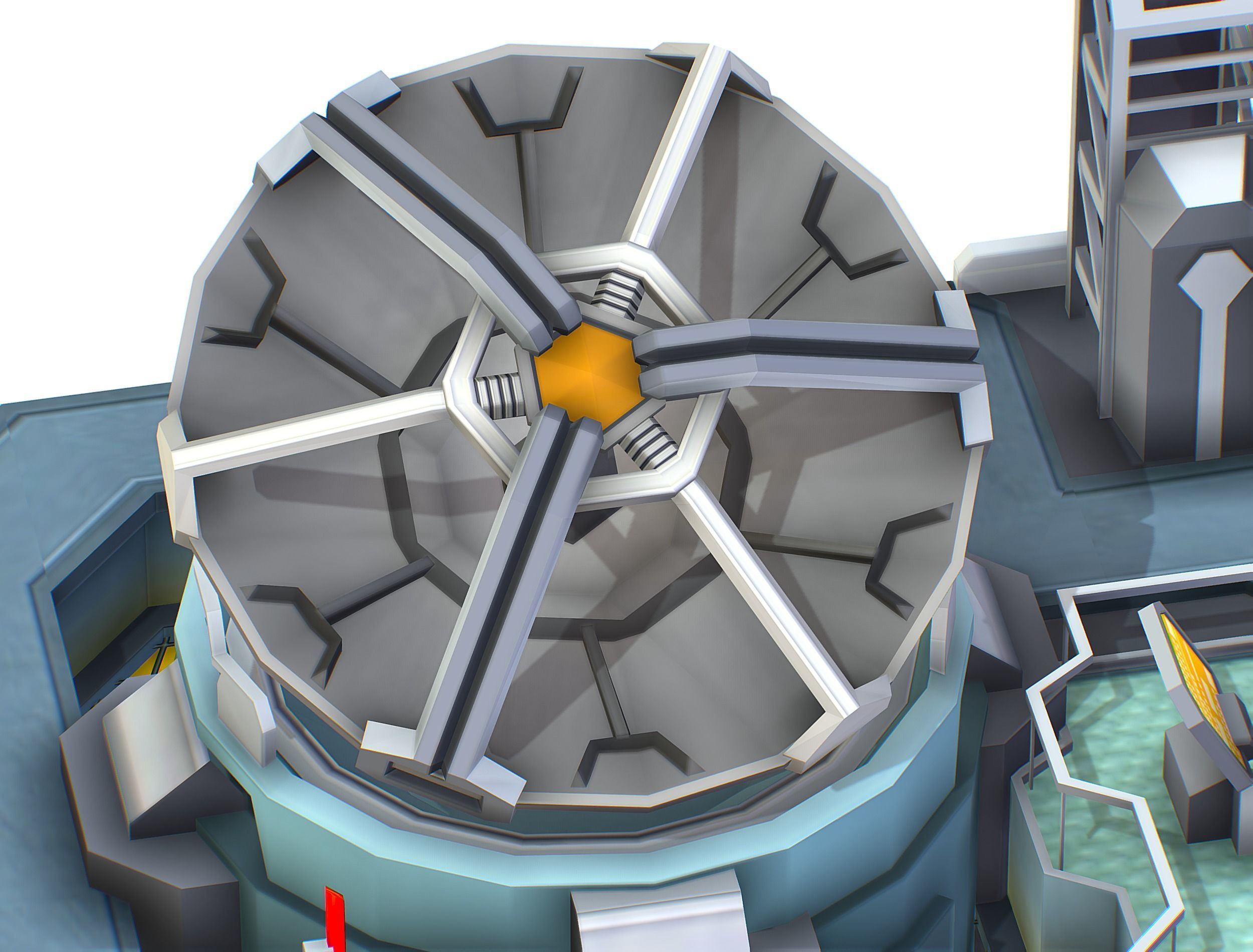 isometrical UFO radar platform station upgrade 1 Low-poly 3D model_18