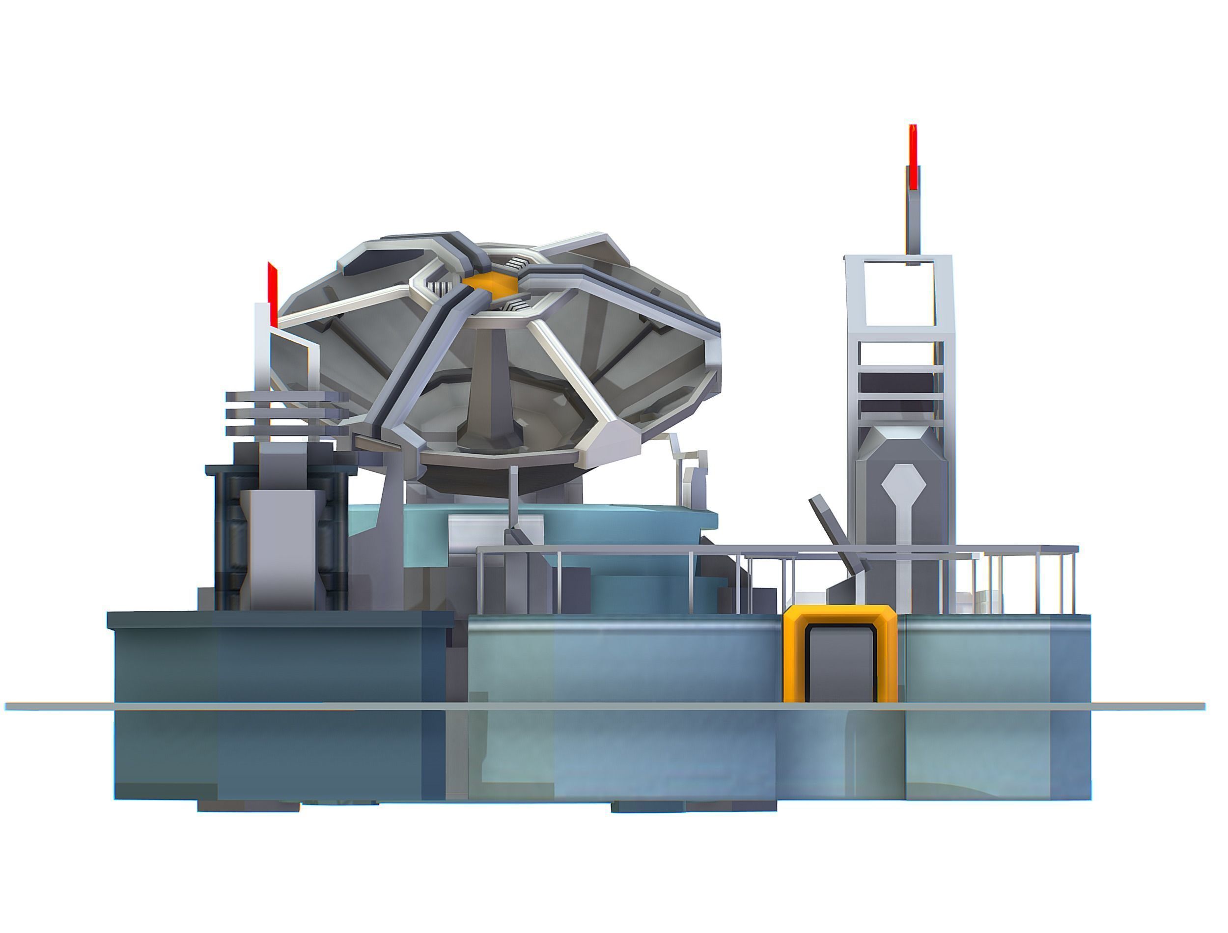 isometrical UFO radar platform station upgrade 1 Low-poly 3D model_27