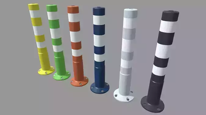 Bollards 02 Low-poly 3D model