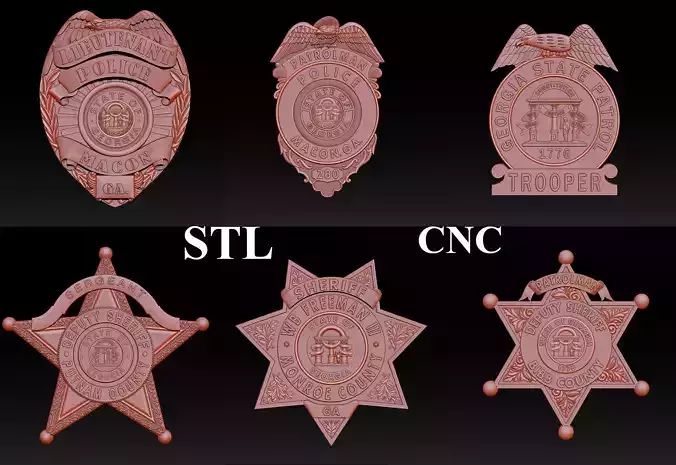 Collection of legal badges 3D print model