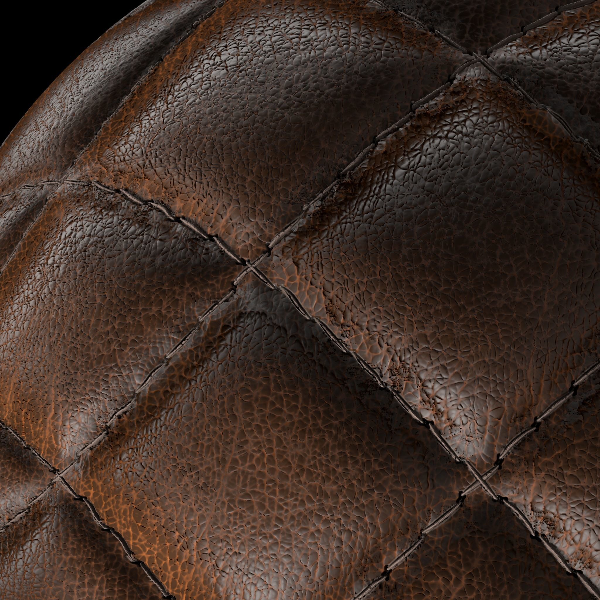 Leather Materials 17- Stitched leather  Pbr 4k Seamless Low-poly 3D model_1