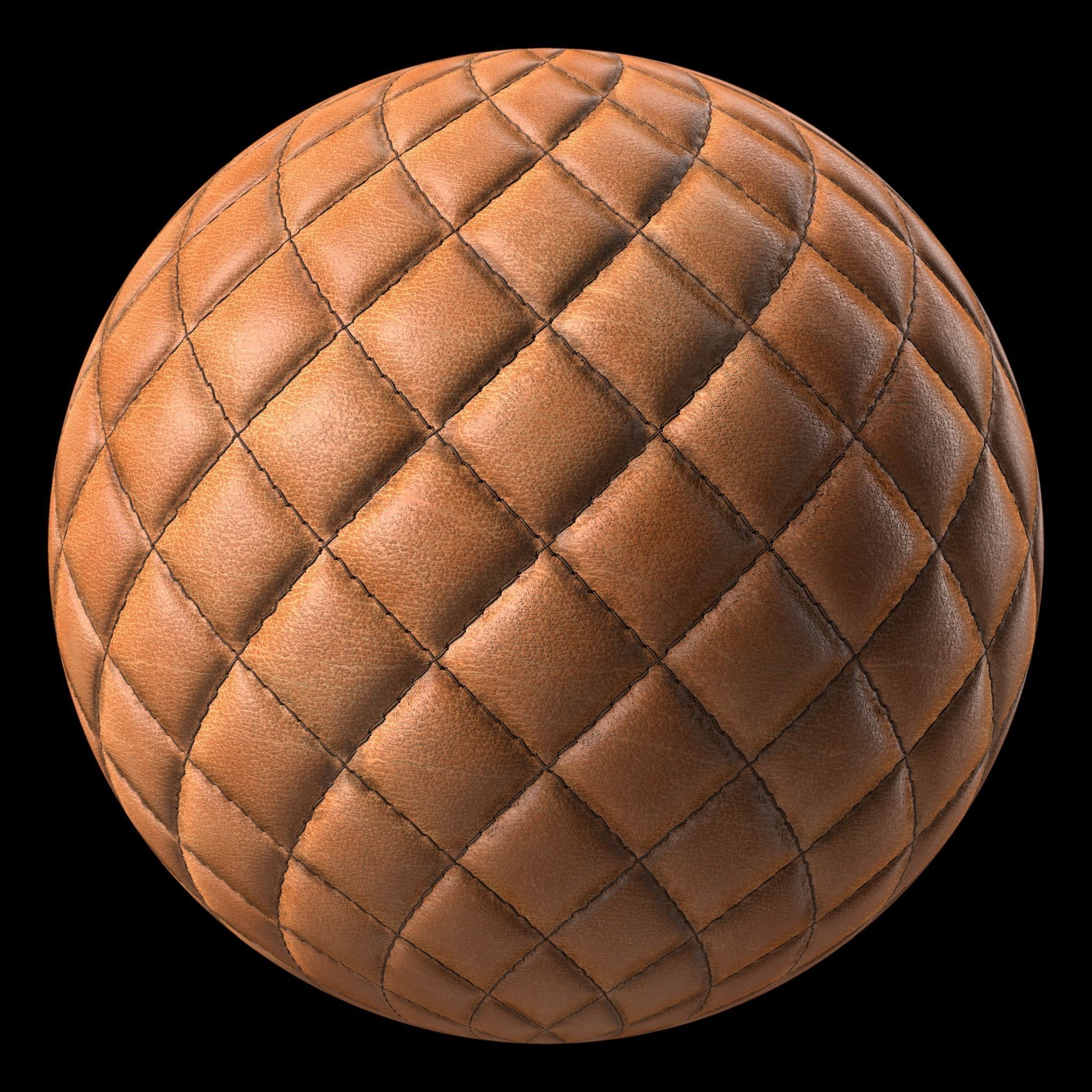 Leather Materials 17- Stitched leather  Pbr 4k Seamless Low-poly 3D model_7