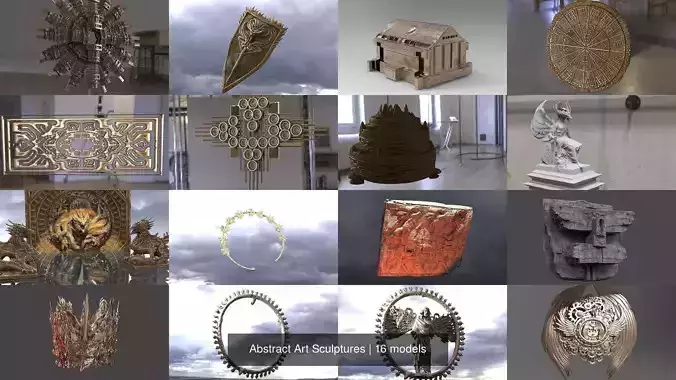 Abstract Art Sculptures 3D Model Collection