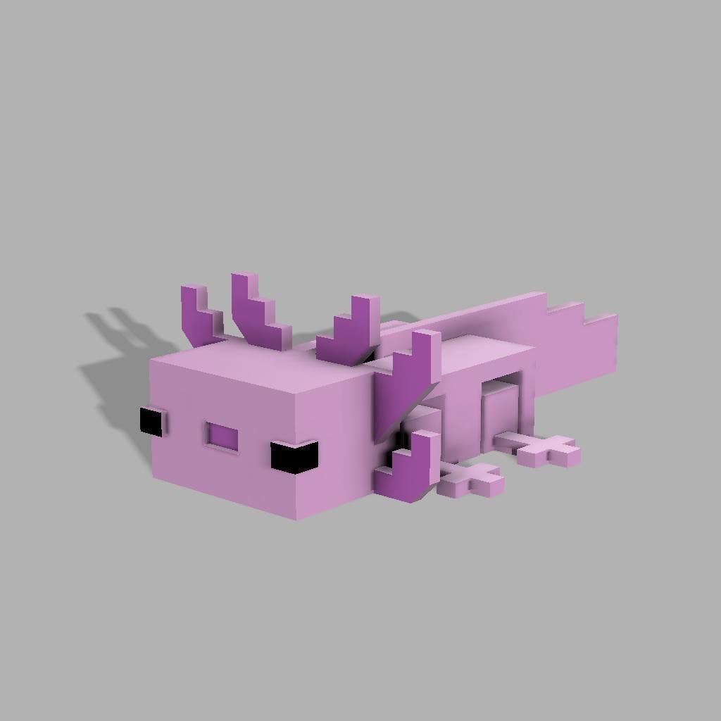 Articulated Minecraft Axolotl 3D print model_2