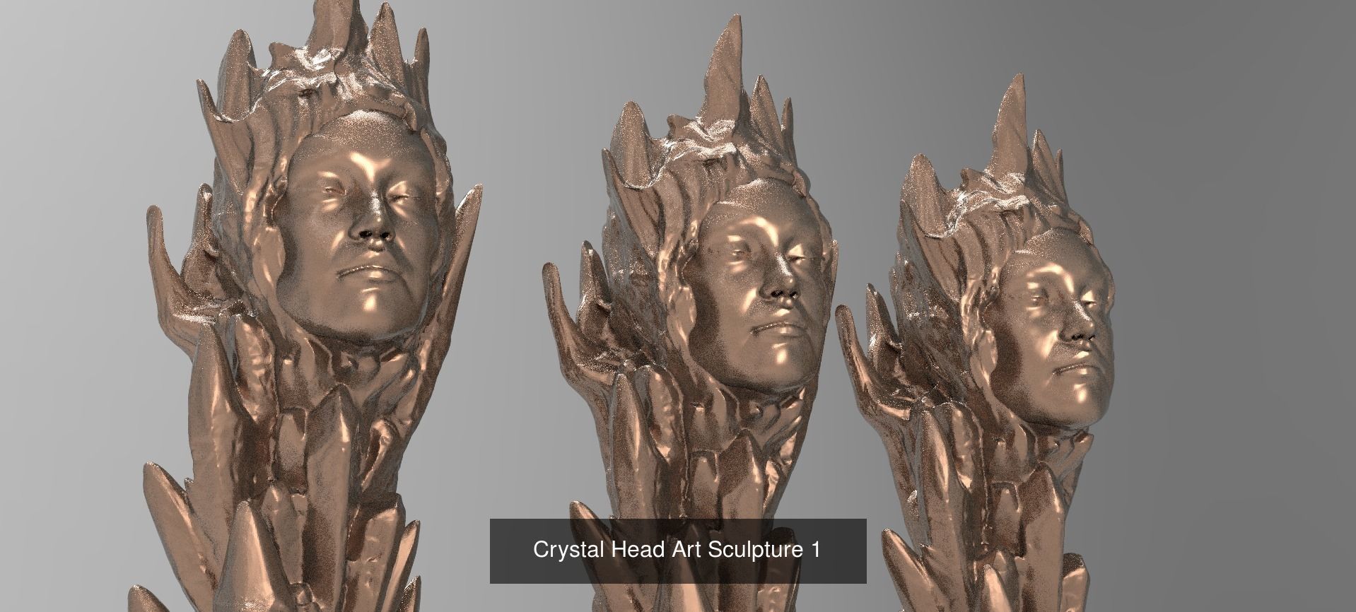 Medieval Female Head Sculptures 1  3D Model Collection_2