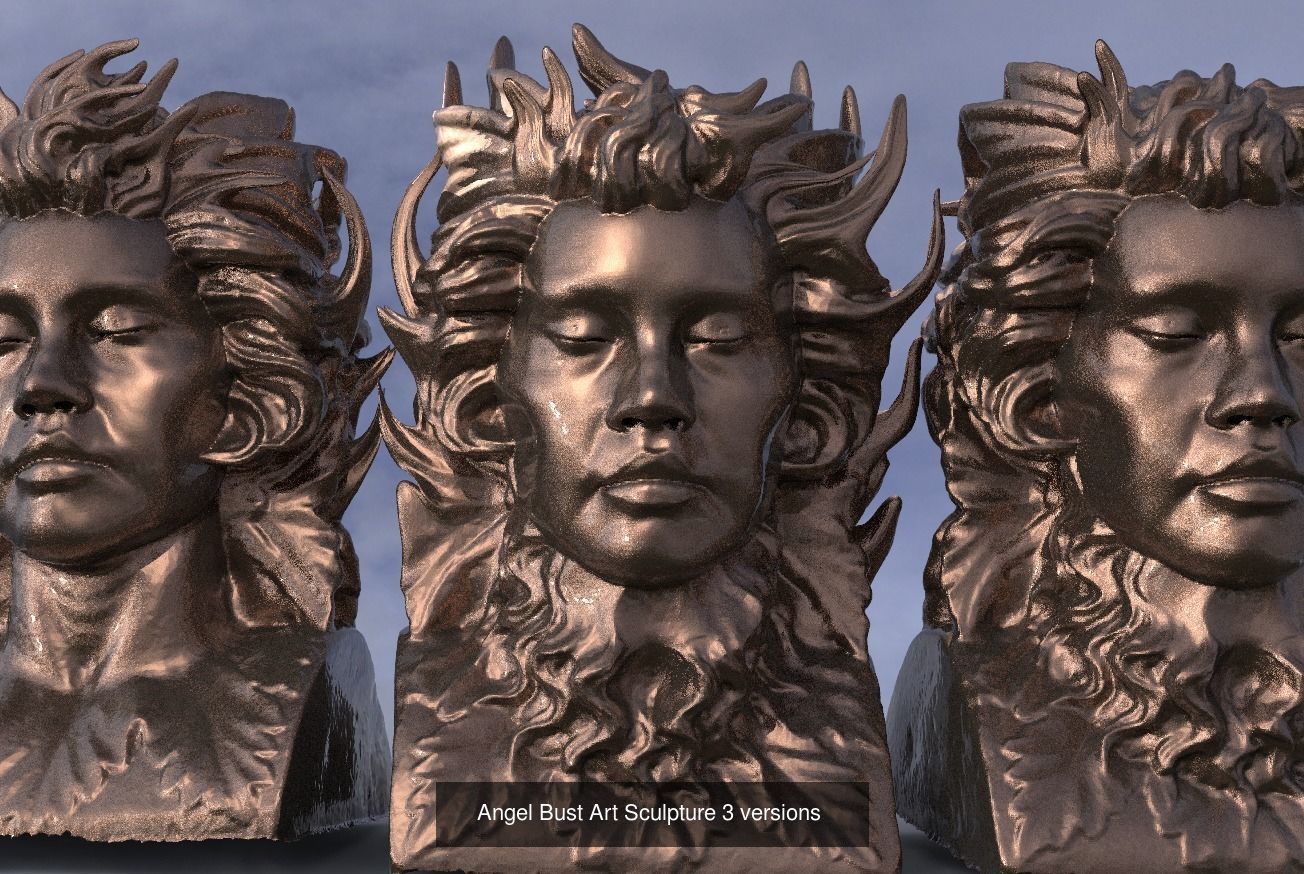 Medieval Female Head Sculptures 1  3D Model Collection_3