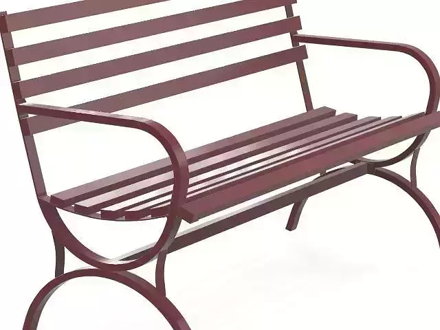 3d bench wrought iron garden in burgundy