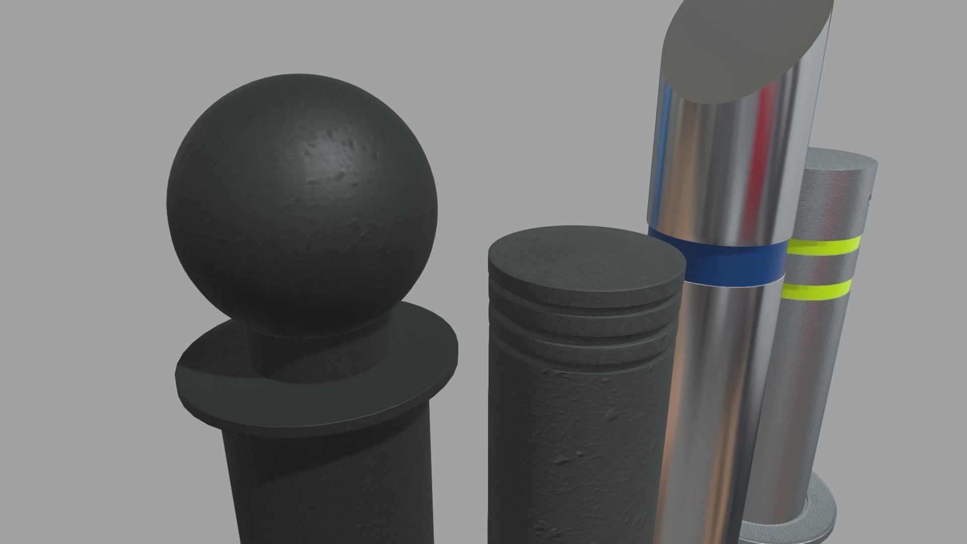 Bollards 07 08 09 010 Low-poly 3D model_2